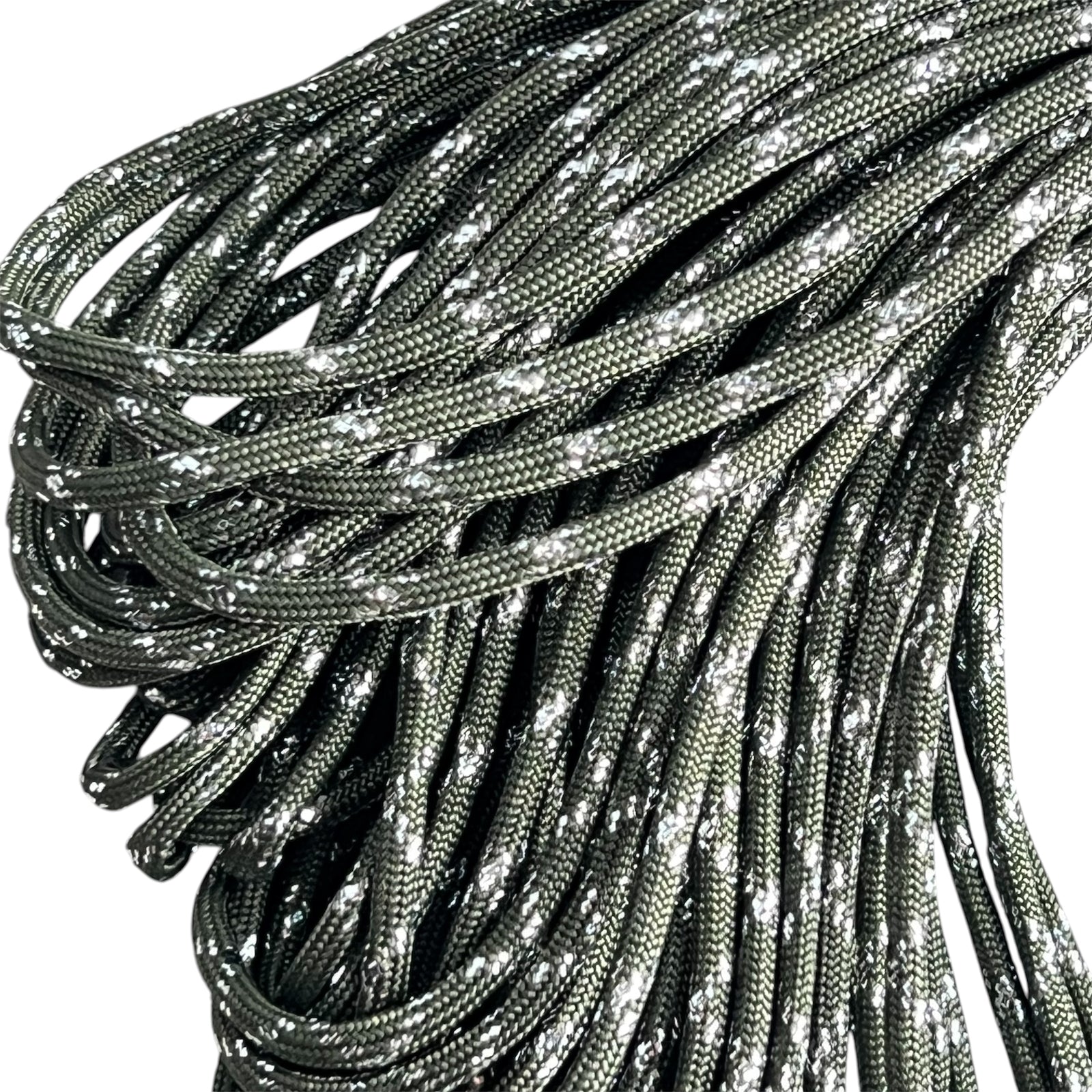 Parakoord Olijf Zilver Groen 4mm - 1 meter-Koord-Kraaltjes van Renate