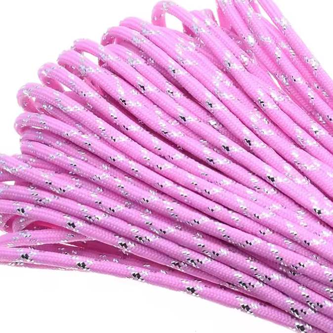 Parakoord Roze zilver metallic 4mm - 1 meter-koord-Kraaltjes van Renate