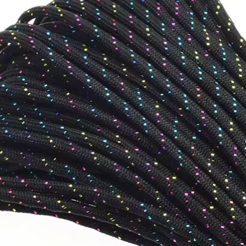 Parakoord Zwart multicolor metallic 4mm - 1 meter-koord-Kraaltjes van Renate