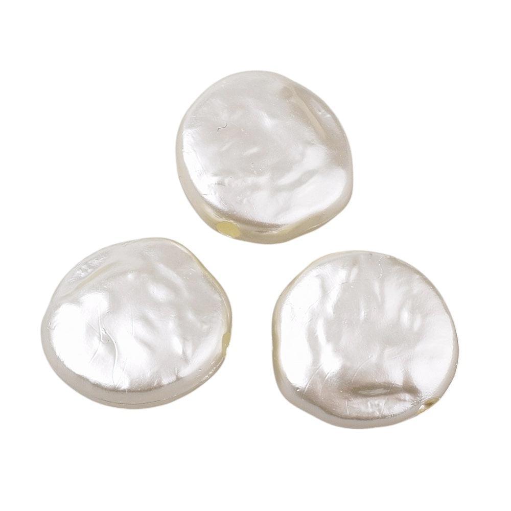 Parel imitatie plat beige 14,5mm- per 10 stuks-Kralen-Kraaltjes van Renate
