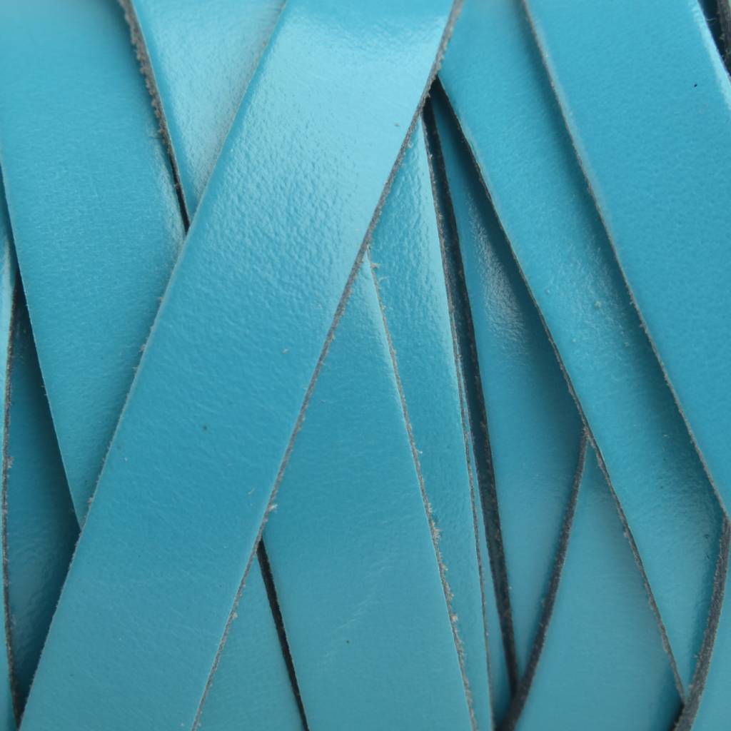 Plat Italian leer Aqua blauw 10x2mm - prijs per cm-Kraaltjes van Renate