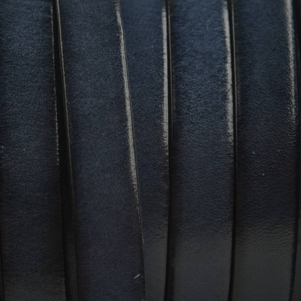 Plat Italian leer Donker blauw grijs 10x2mm - prijs per cm-Kraaltjes van Renate