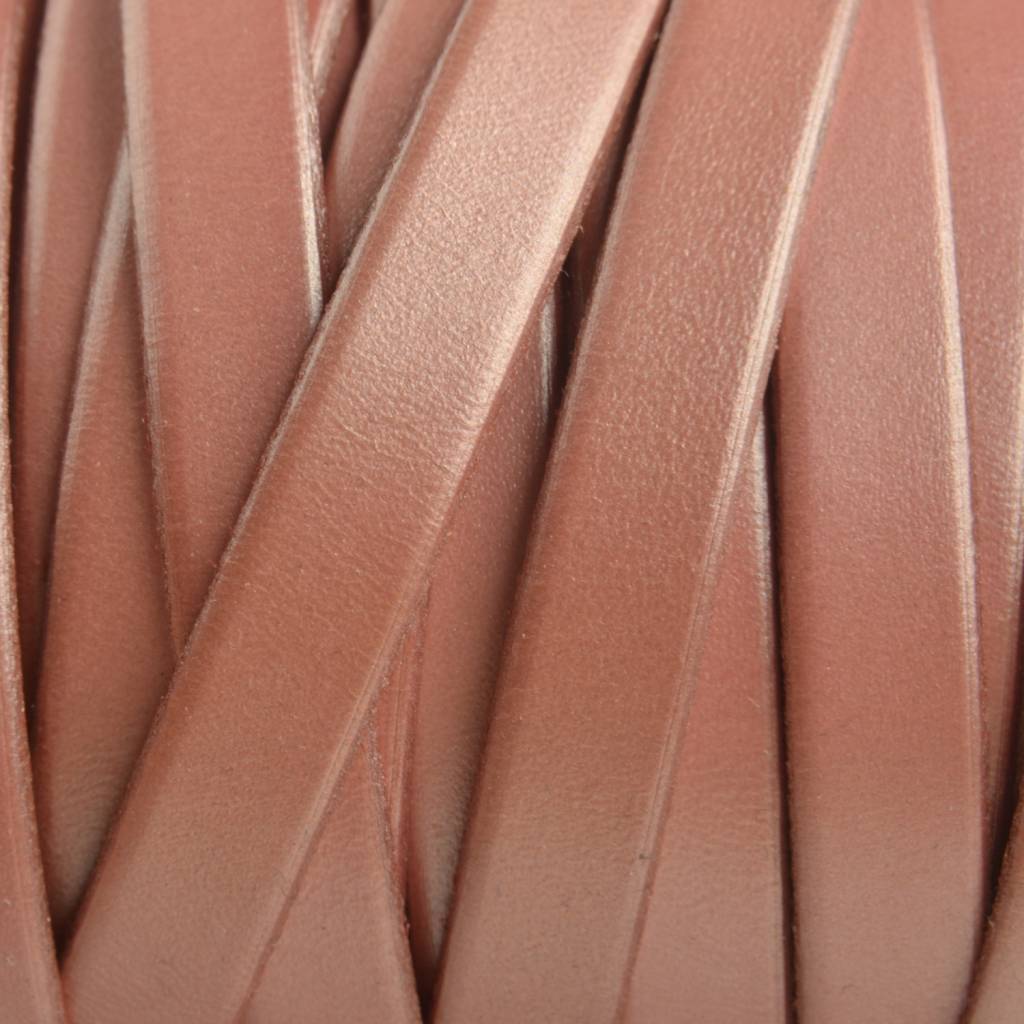 Plat Italian leer Vintage pink metallic 10x2mm - prijs per cm-Kraaltjes van Renate