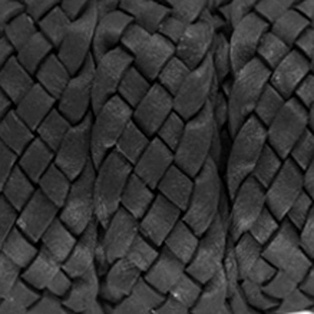 Plat gevlochten leer Black 20x2.5mm - prijs per 20cm-Kraaltjes van Renate