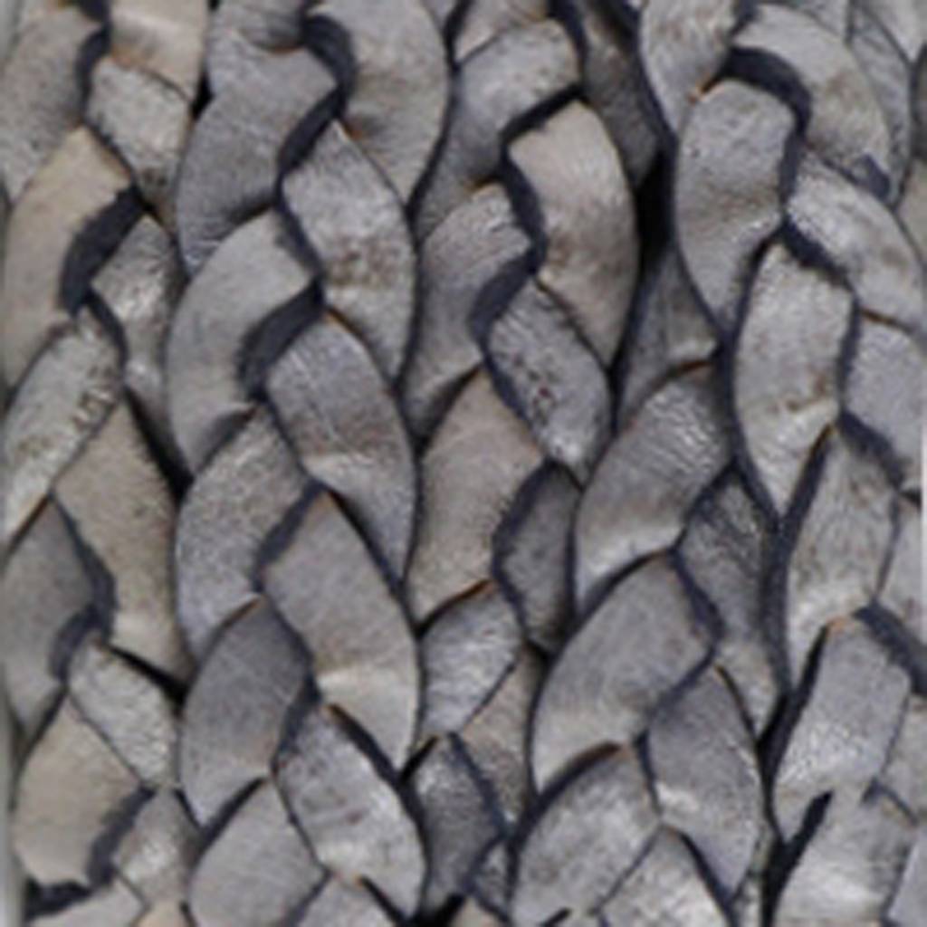 Plat gevlochten leer Natural grey 10x2.5mm - prijs per 20cm-Kraaltjes van Renate