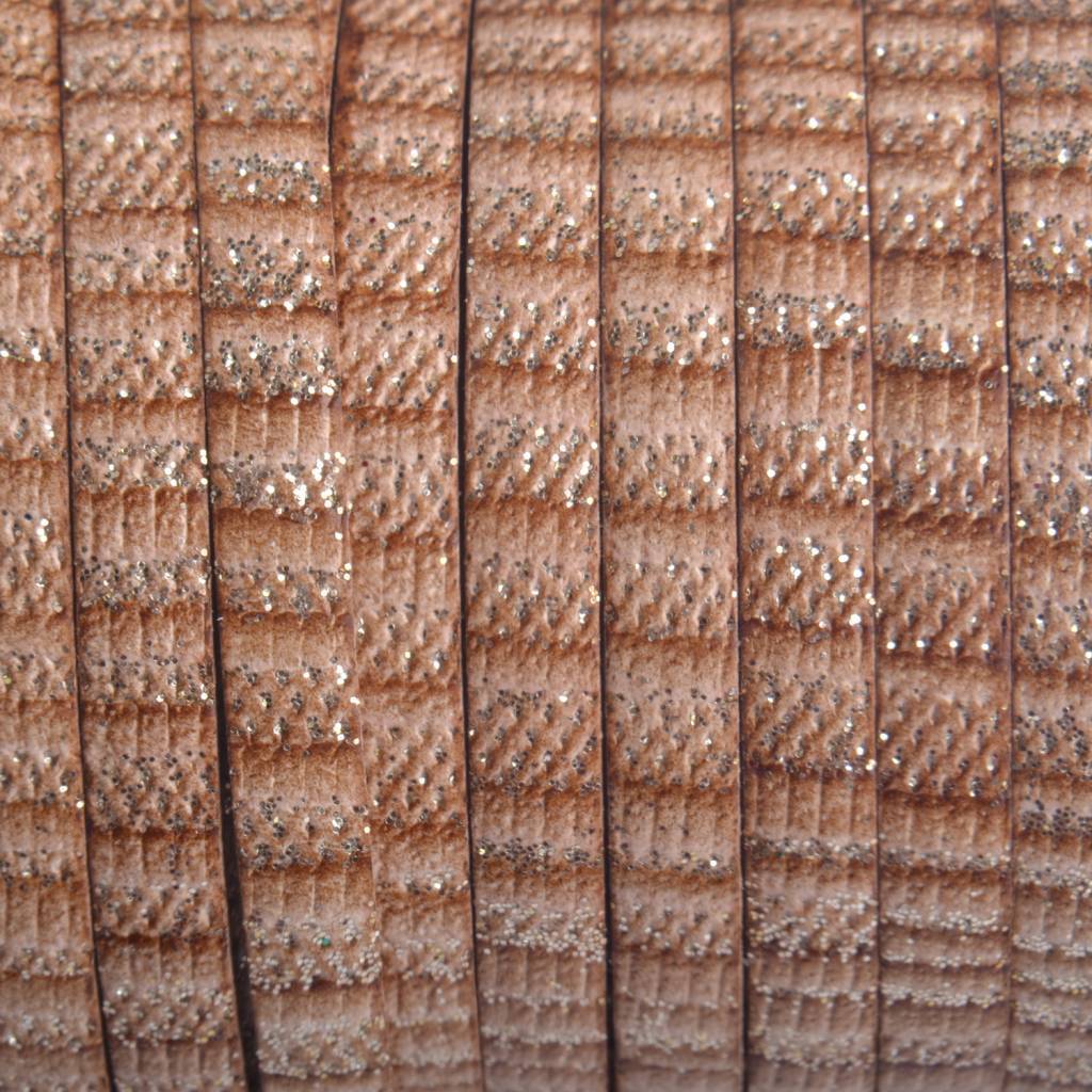 Plat italian leer naturel zilver streepjes 5x1.5mm - prijs per cm-Kraaltjes van Renate