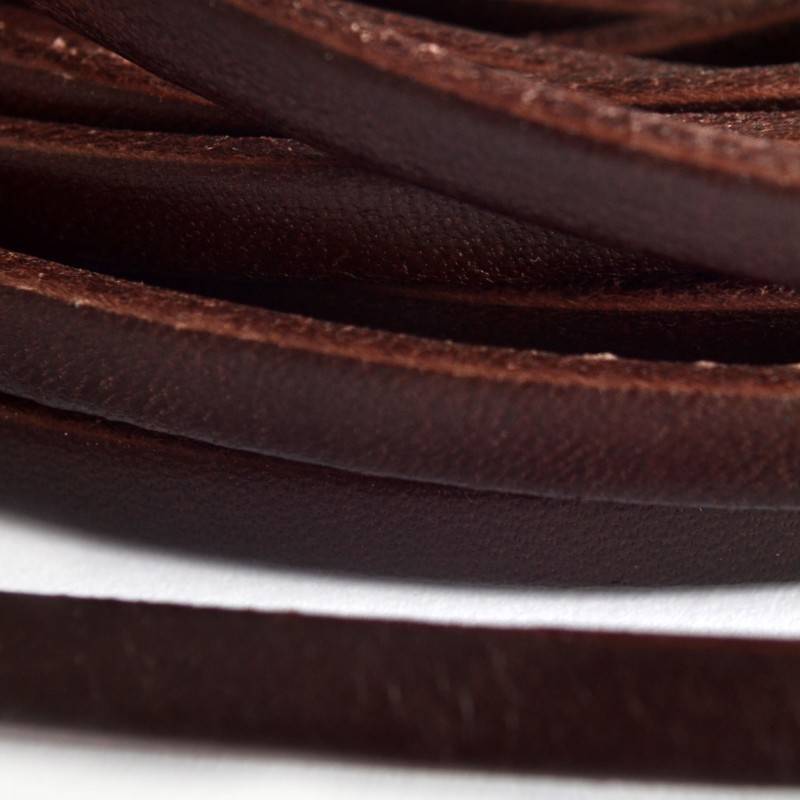 Plat leer donker bruin 5mm - prijs per cm-Kraaltjes van Renate