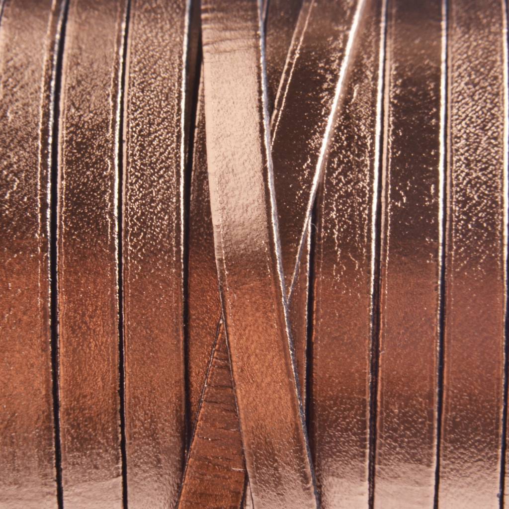 Plat leer metallic rosegoud 5x2mm - prijs per cm-Kraaltjes van Renate