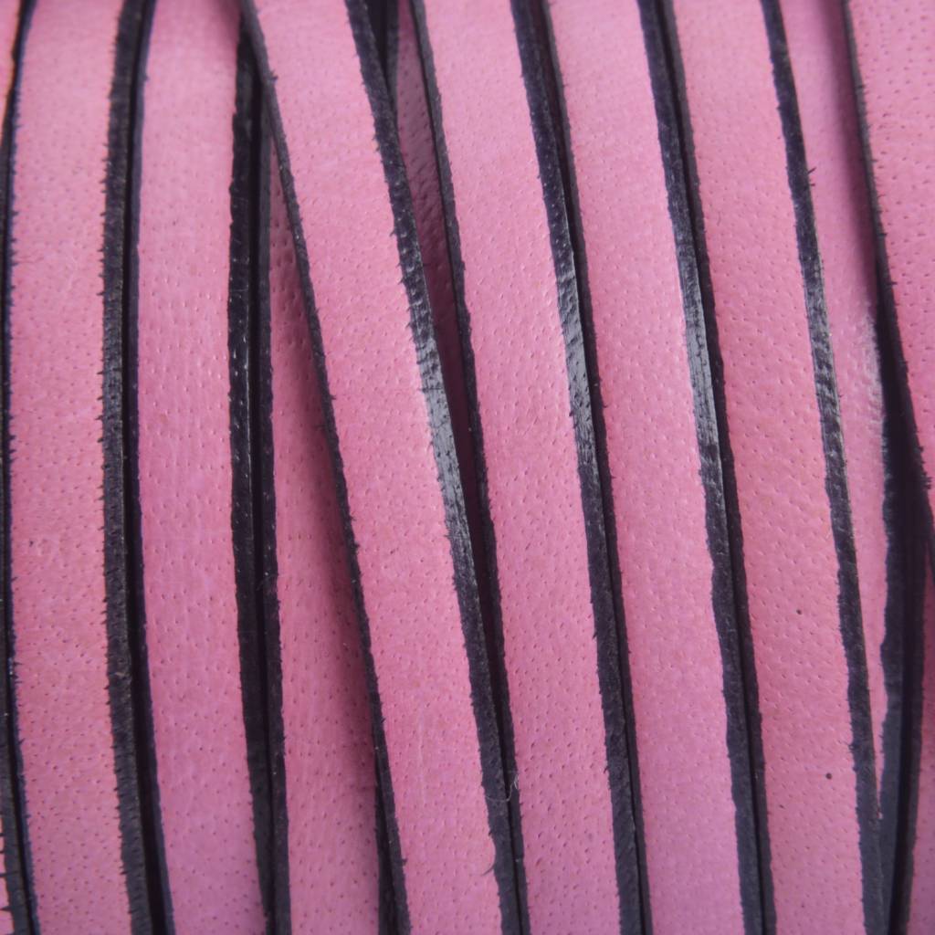 Plat leer roze 5x2mm - prijs per cm-Kraaltjes van Renate