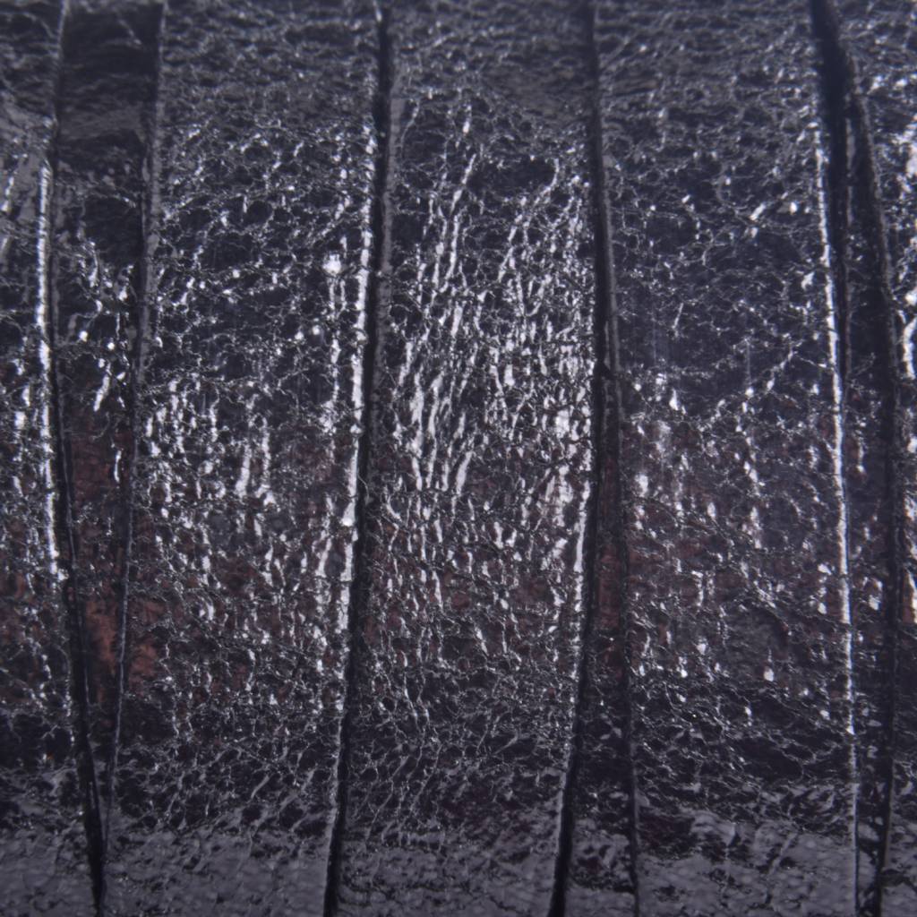 Plat leer shiny vintage zwart 10x2mm - prijs per cm-Kraaltjes van Renate