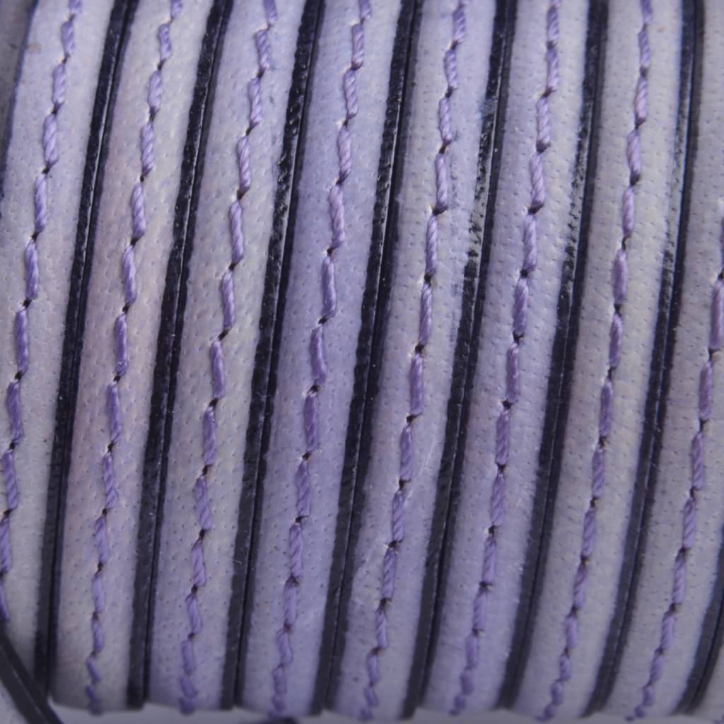 Plat leer stiksel lila 5x2mm - prijs per cm-Kraaltjes van Renate