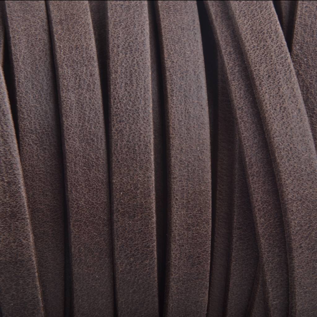 Plat leer suede bruin mat 5mm - prijs per cm-Kraaltjes van Renate