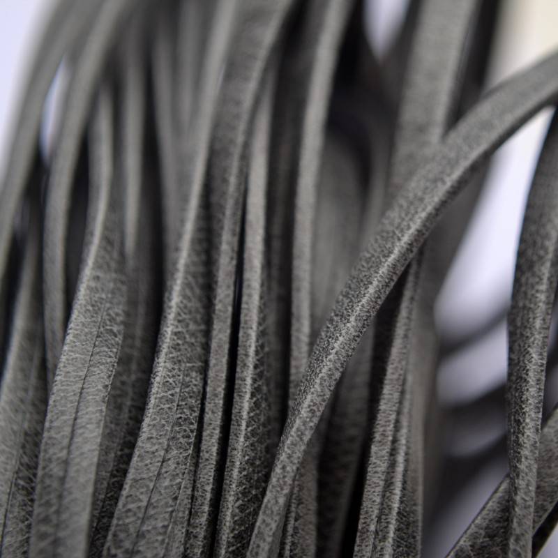 Plat leer suede grijs 3mm-Kraaltjes van Renate