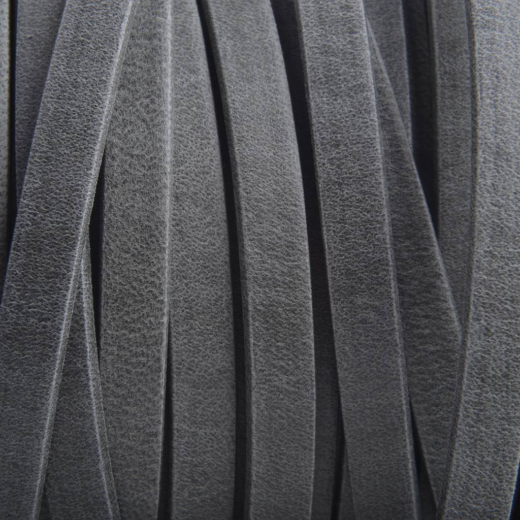 Plat leer suede grijs mat 5mm - prijs per cm-Kraaltjes van Renate