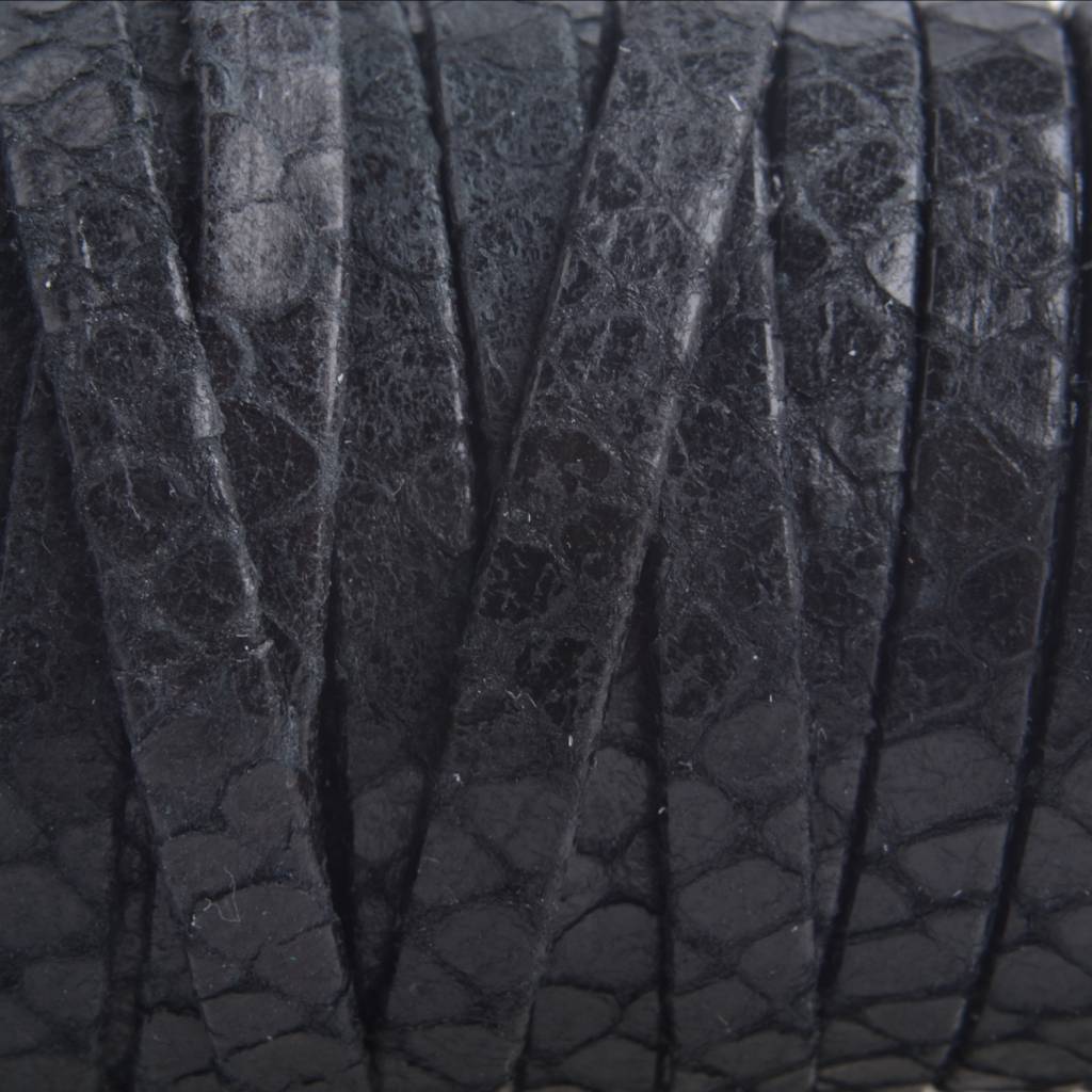 Plat leer zwart snake 5mm - prijs per cm-Kraaltjes van Renate