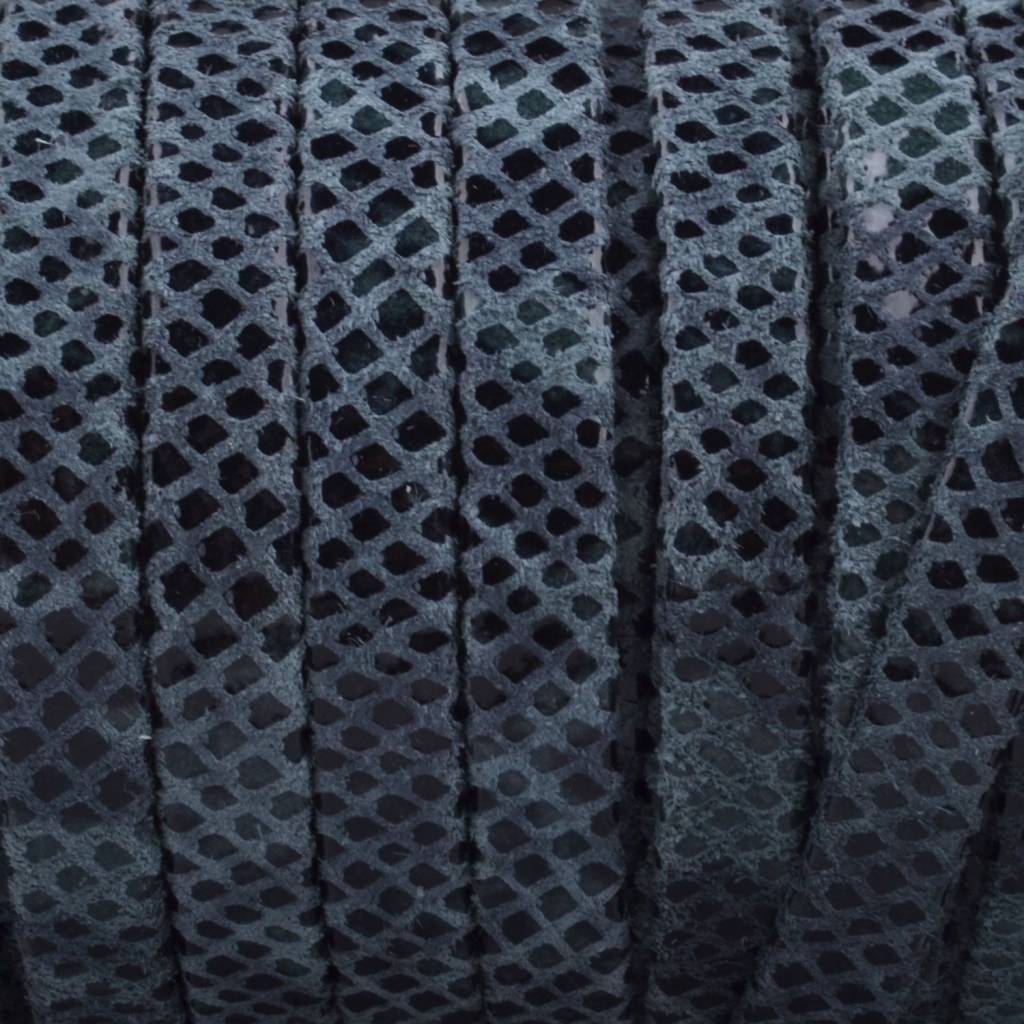 Plat nappa Leer Aqua grey snake 5x1.5mm - prijs per cm-Kraaltjes van Renate