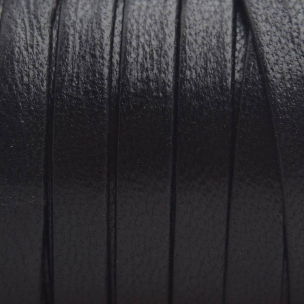 Plat nappa Leer Black Smooth 5x1.5mm - prijs per cm-Kraaltjes van Renate