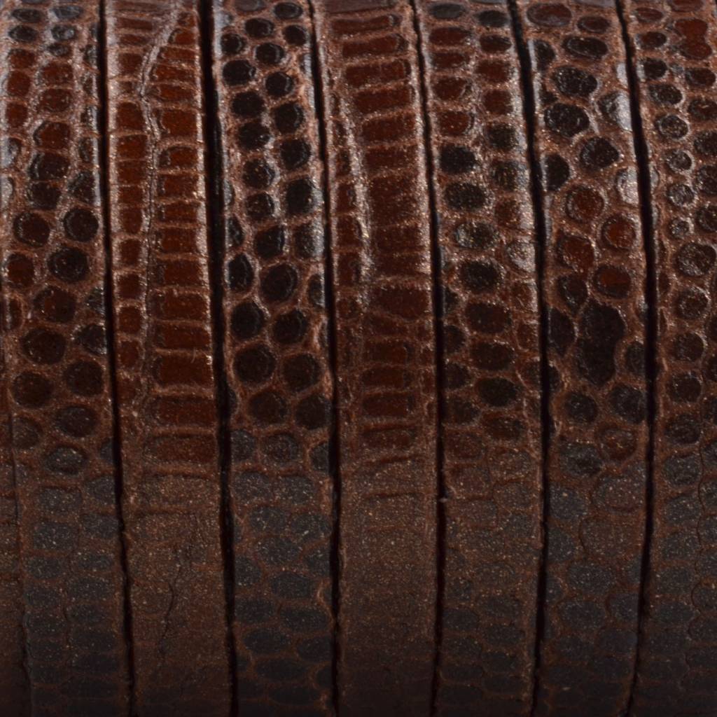Plat nappa Leer Cognac bruin Snake 5x1.5mm - prijs per cm-Kraaltjes van Renate