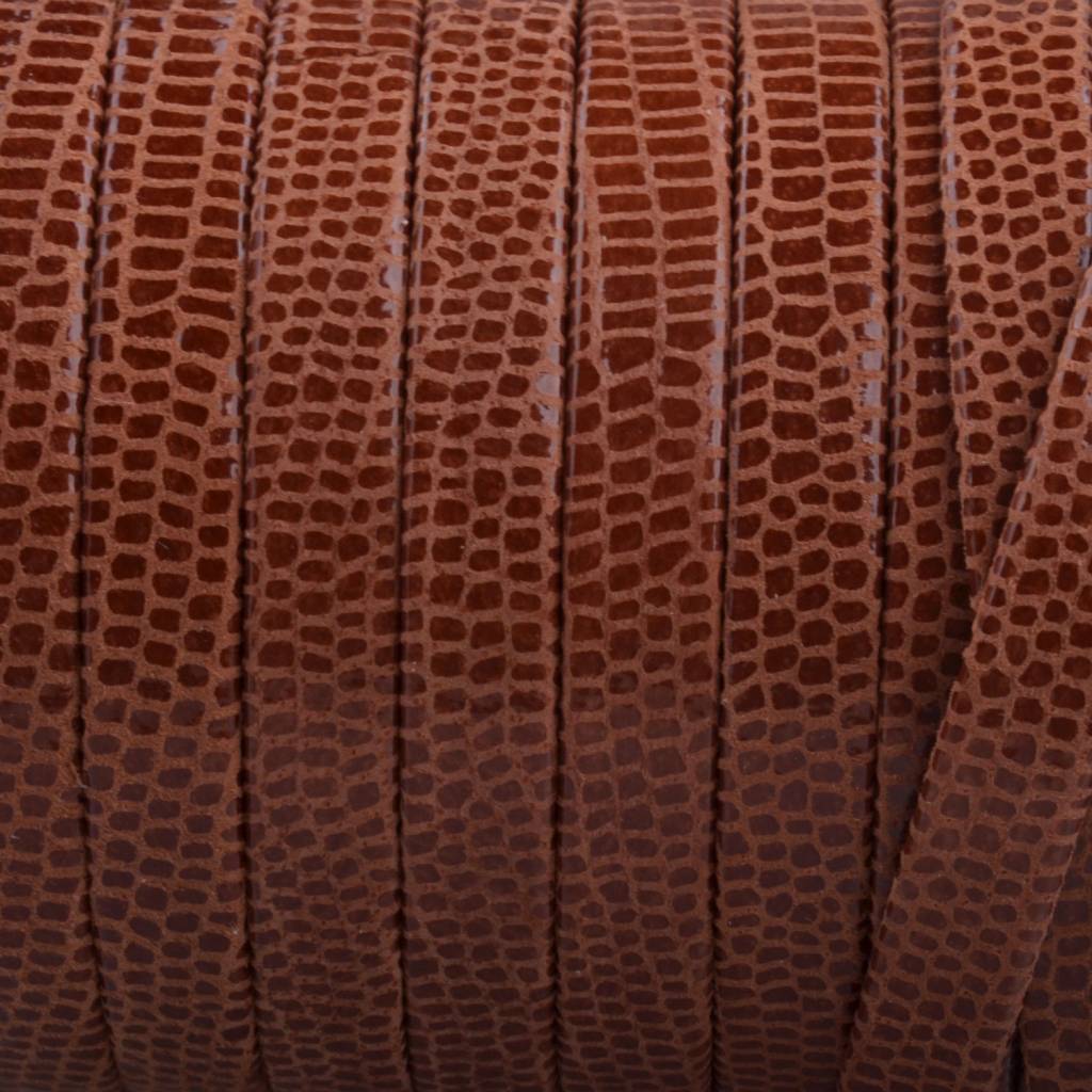 Plat nappa Leer Cognac bruin snake 5x1.5mm - prijs per cm-Kraaltjes van Renate