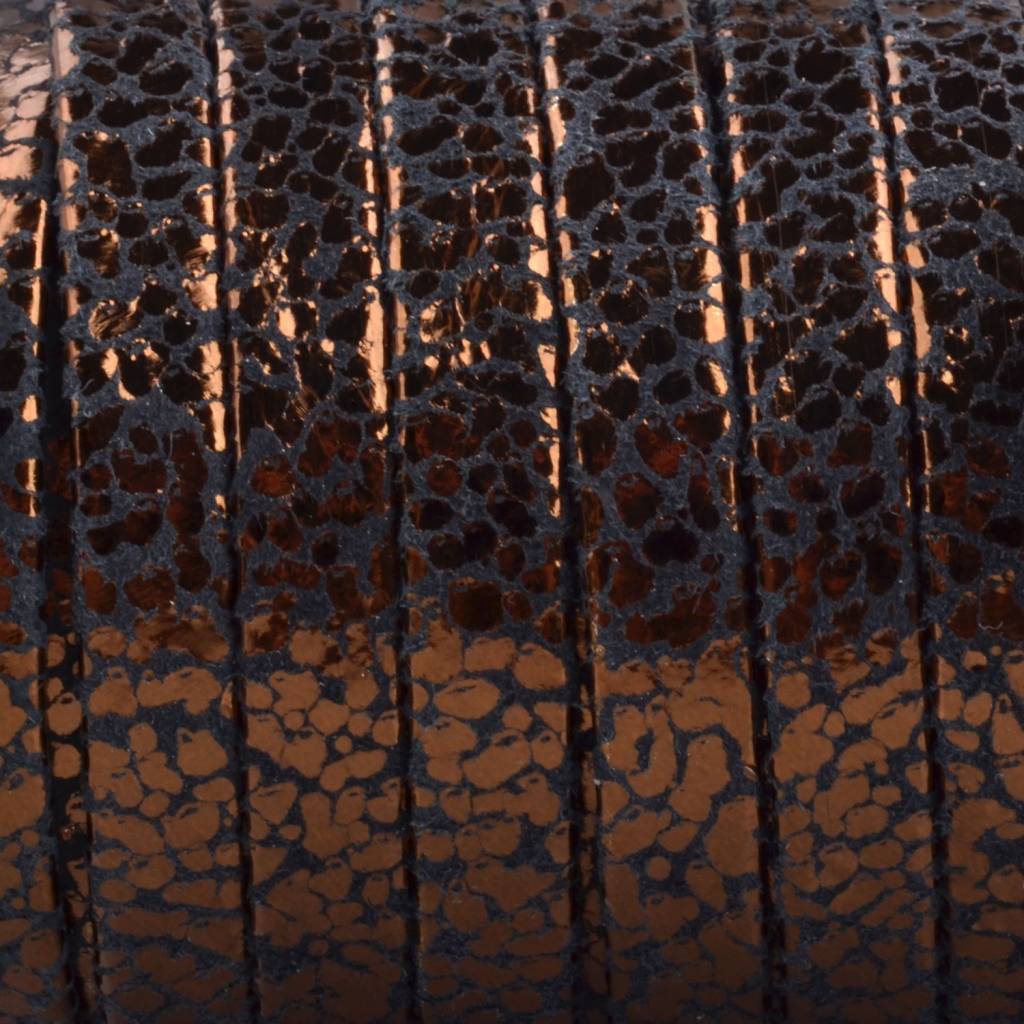 Plat nappa Leer Copper spots 5x1.5mm - prijs per cm-Kraaltjes van Renate