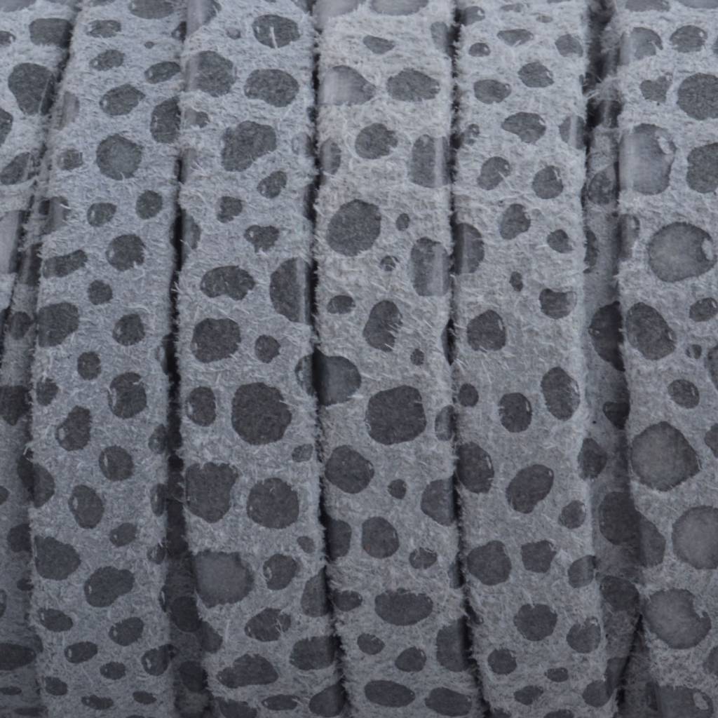 Plat nappa Leer Dots grijs 5x1.5mm - prijs per cm-Kraaltjes van Renate