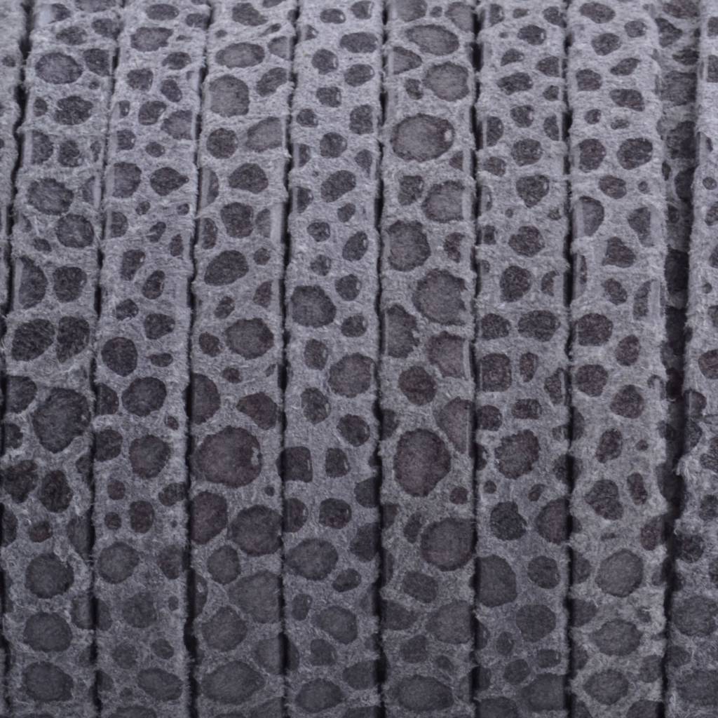 Plat nappa Leer Dots warm grijs 5x1.5mm - prijs per cm-Kraaltjes van Renate