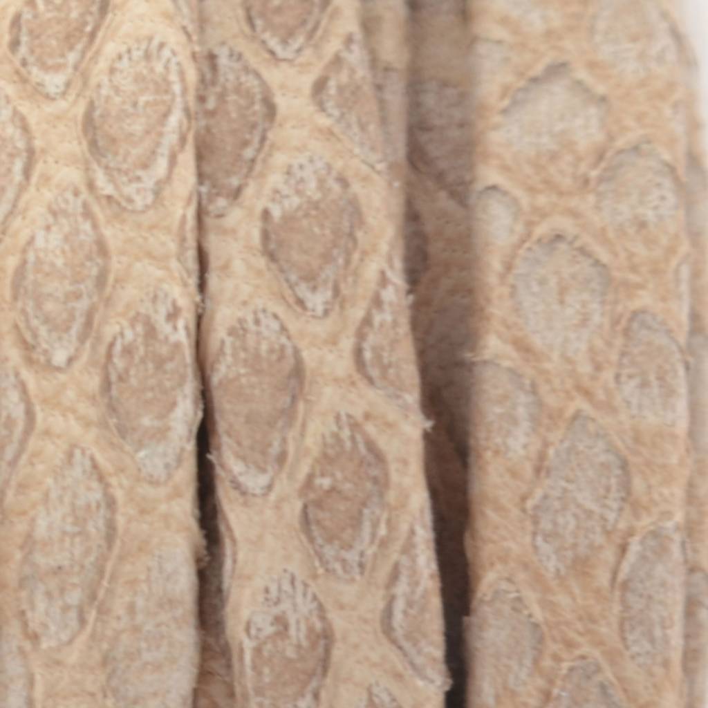 Plat nappa Leer Luxe Reptile Sand grijs 5x1.5mm - prijs per cm-Kraaltjes van Renate