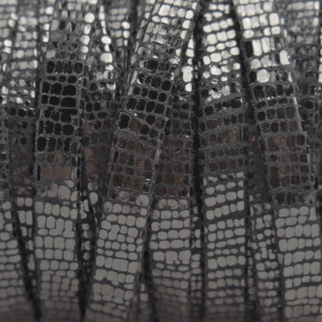 Plat nappa Leer Reptile antraciet grey metallic 5x1.5mm - prijs per cm-Kraaltjes van Renate