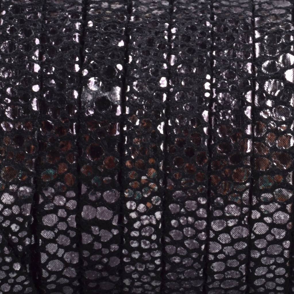 Plat nappa Leer Zwart metallic dots 5x1.5mm - prijs per cm-Kraaltjes van Renate