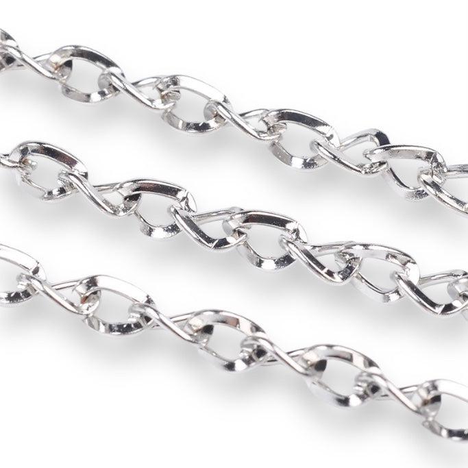 Platte twist schakelketting 5x4mm - per meter-ketting-Kraaltjes van Renate