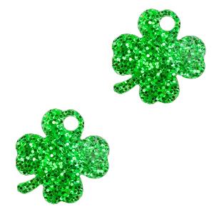 Plexx bedel clover glitter Irish green 15x13mm-Kraaltjes van Renate