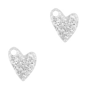 Plexx bedel heart glitter Silver 12x10mm-Kraaltjes van Renate
