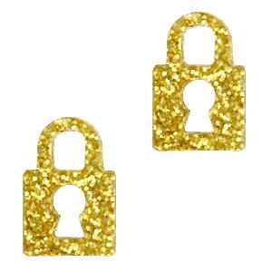 Plexx bedel lock glitter Golden yellow 15x10mm-Kraaltjes van Renate