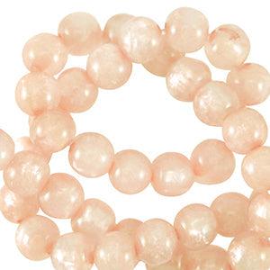 Polaris kralen rond Mosso Glowing apricot beige 6mm- per 5 stuks-Kralen-Kraaltjes van Renate