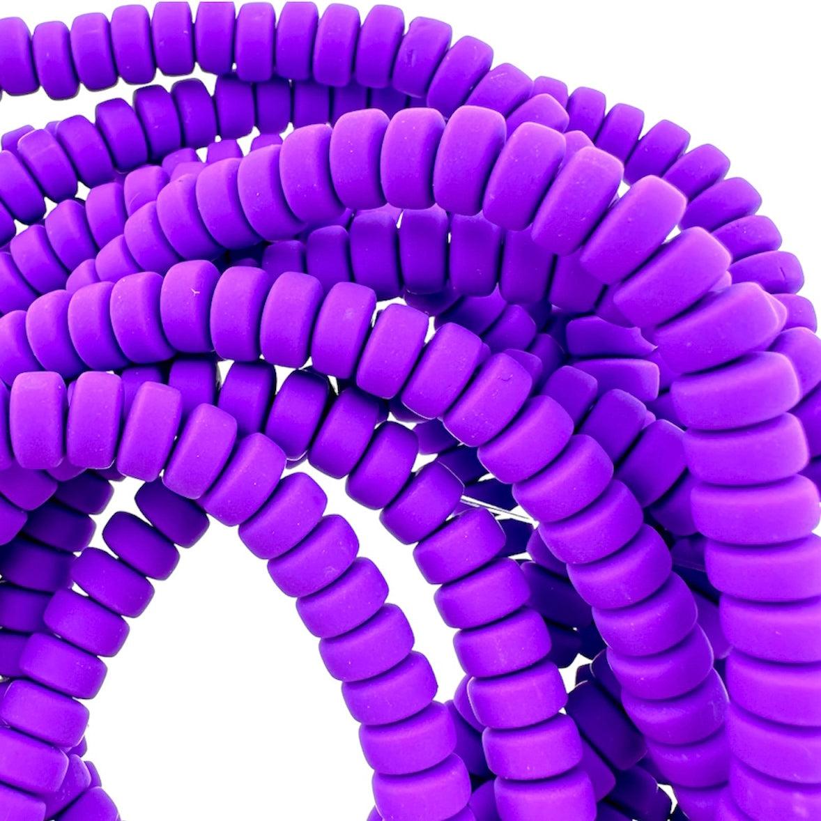 Polymeer Plat Ronde kralen Bright Purple 6,5x3mm - ±30 stuks-Kralen-Kraaltjes van Renate