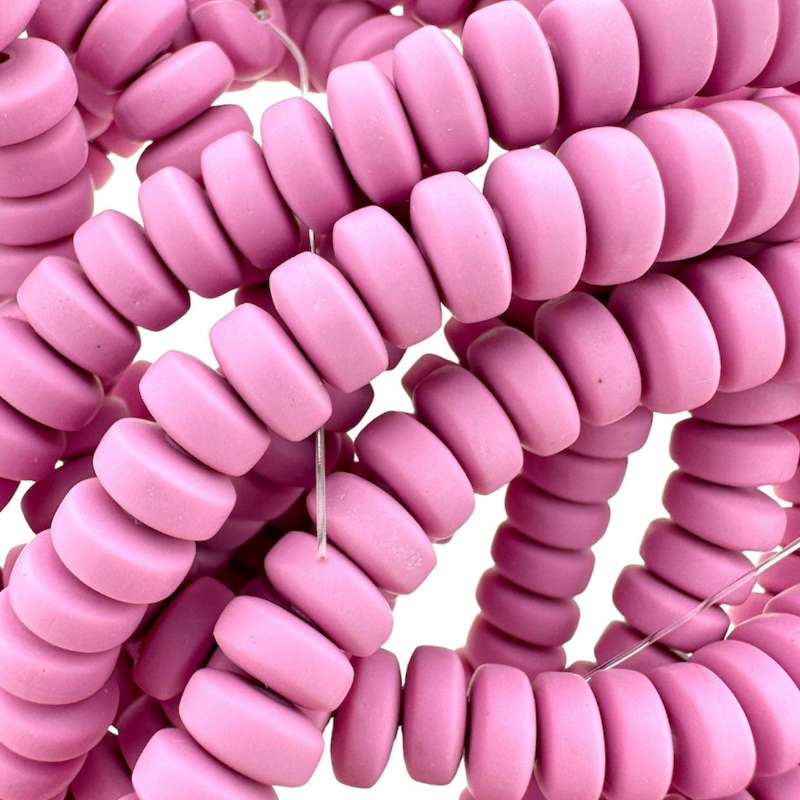 Polymeer Plat Ronde kralen Orchid Roze 6,5x3mm - ±30 stuks-Kralen-Kraaltjes van Renate