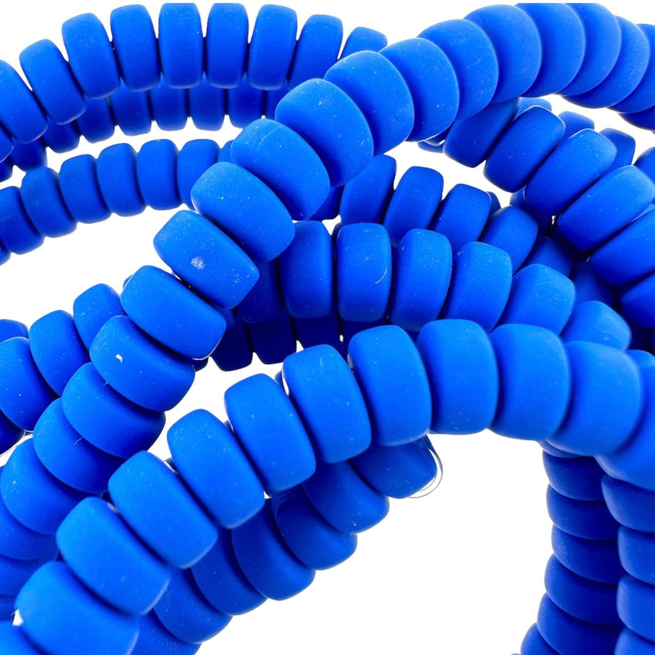Polymeer Plat Ronde kralen Royal blue 6,5x3mm - ±30 stuks-Kralen-Kraaltjes van Renate