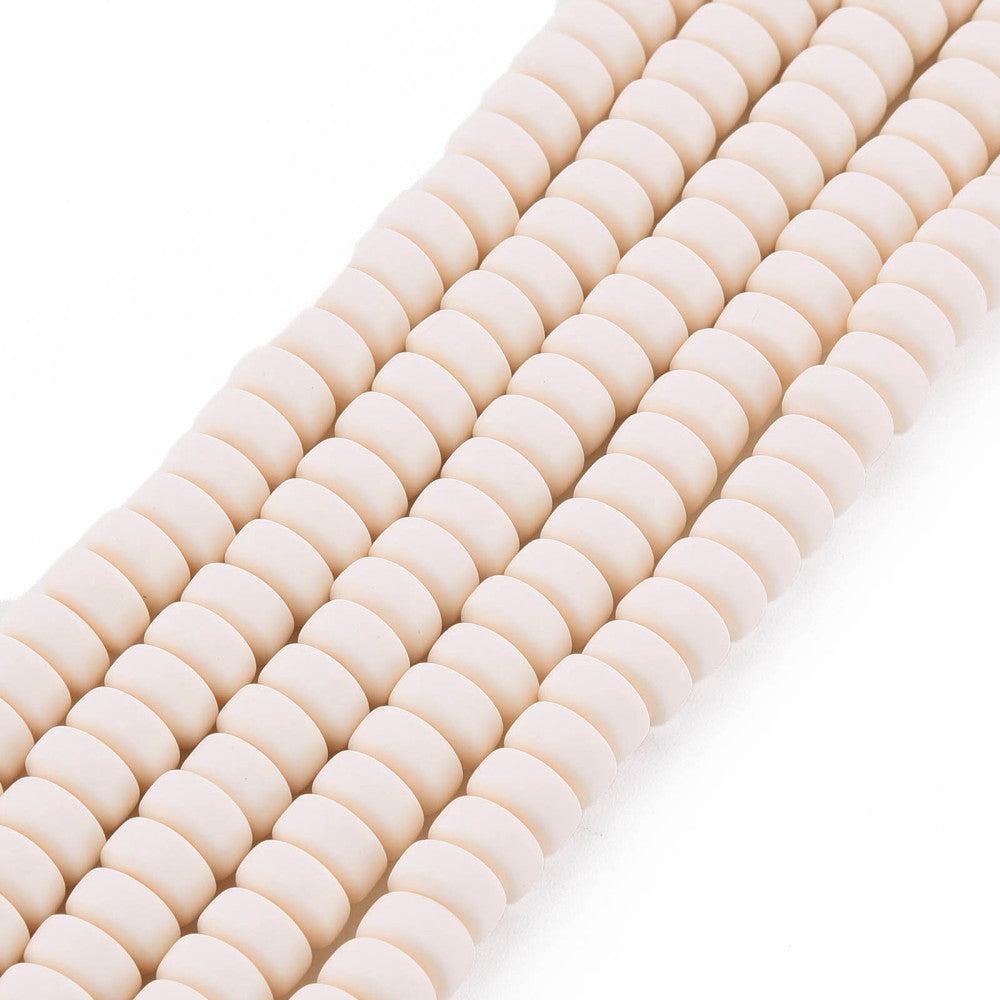 Polymeer candy kralen beige 6~7x3mm - ±30 stuks-Kralen-Kraaltjes van Renate