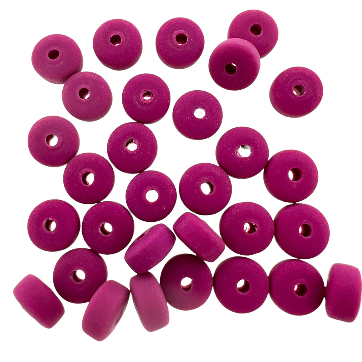 Polymeer candy kralen donker roze 6~7x3mm - ±30 stuks-Kralen-Kraaltjes van Renate