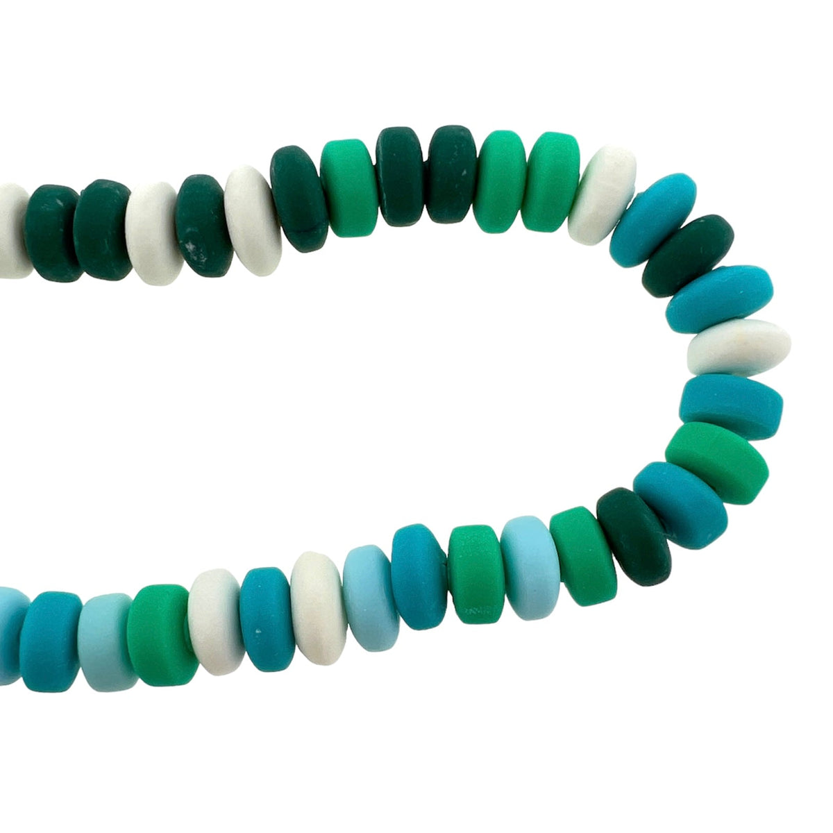 Polymeer candy kralen hele streng blauw-groen 6~7x3mm - ±111 stuks-Kralen-Kraaltjes van Renate