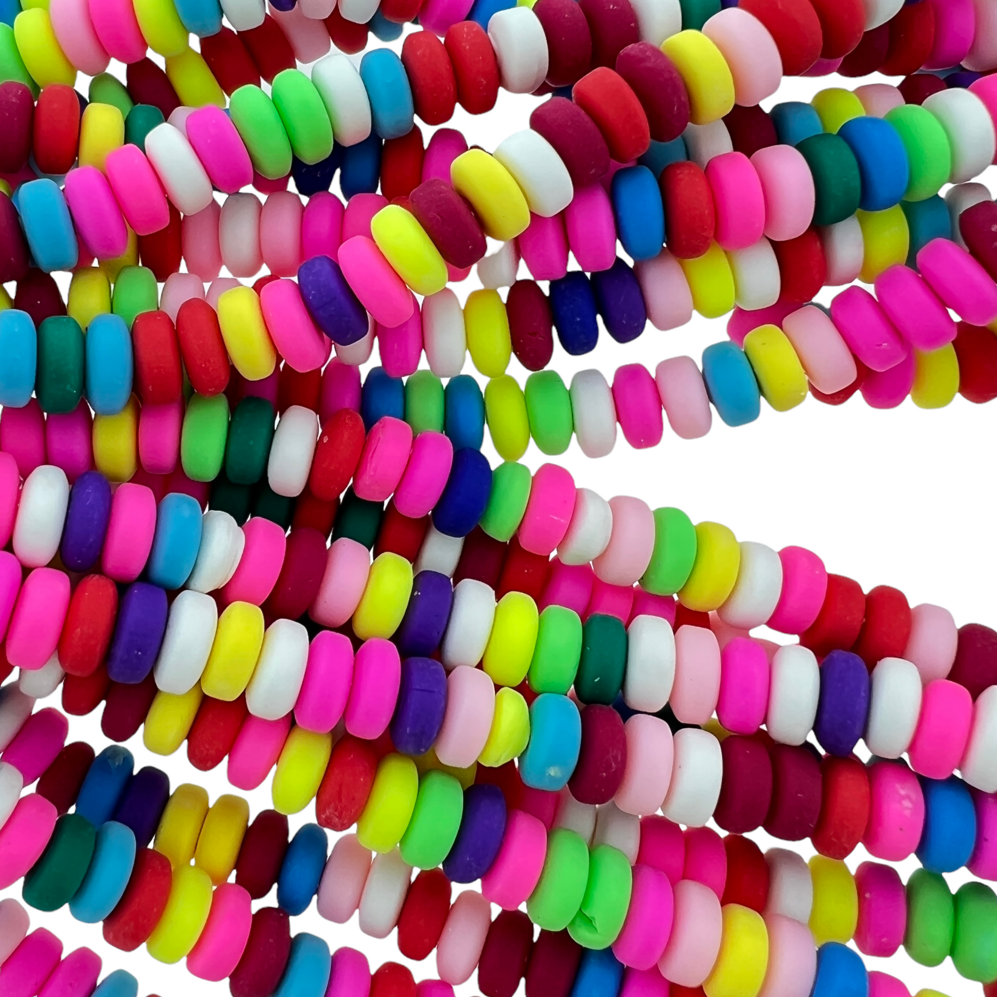 Polymeer candy kralen hele streng multicolor fel 6~7x3mm - ±110 stuks-Kralen-Kraaltjes van Renate