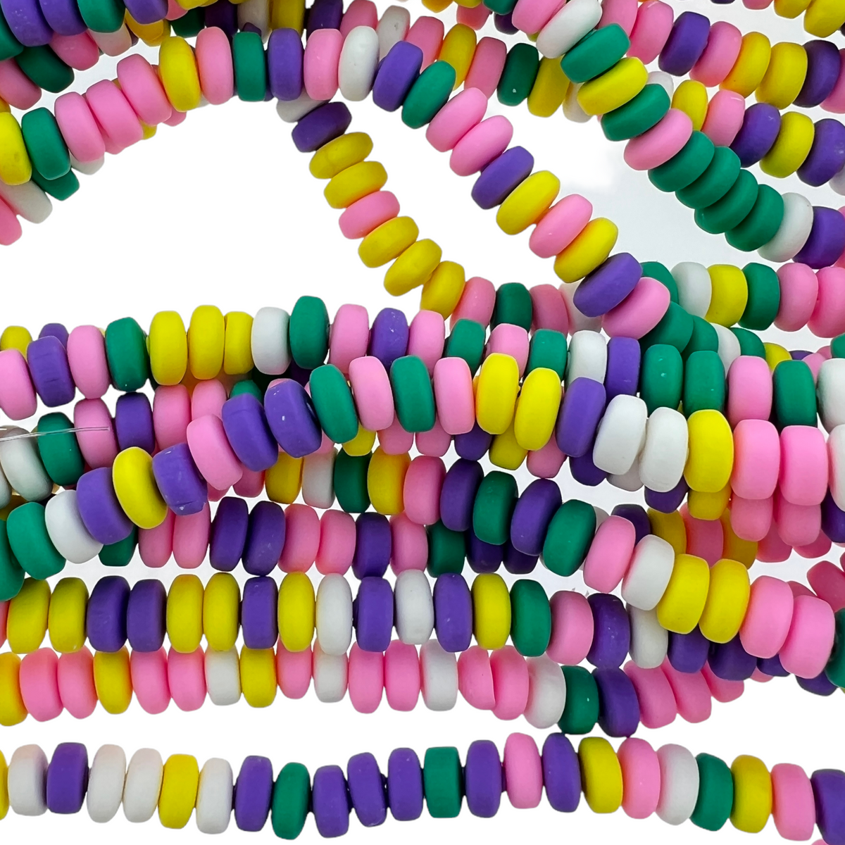 Polymeer candy kralen hele streng multicolor pastel 6~7x3mm - ±110 stuks-Kralen-Kraaltjes van Renate