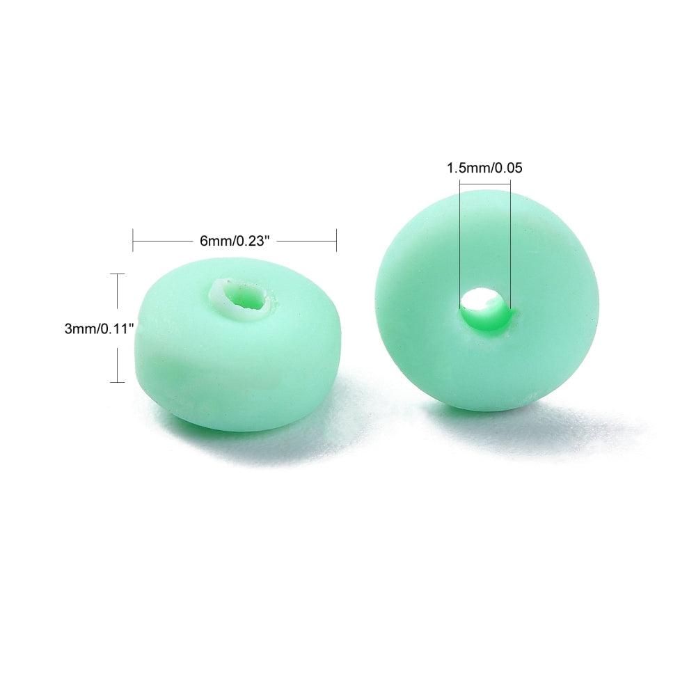 Polymeer candy kralen licht turquoise 6~7x3mm - ±30 stuks-Kralen-Kraaltjes van Renate