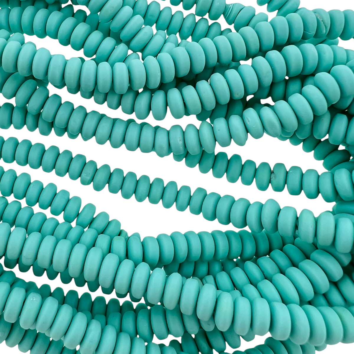 Polymeer candy kralen licht turquoise 6~7x3mm - ±30 stuks-Kralen-Kraaltjes van Renate