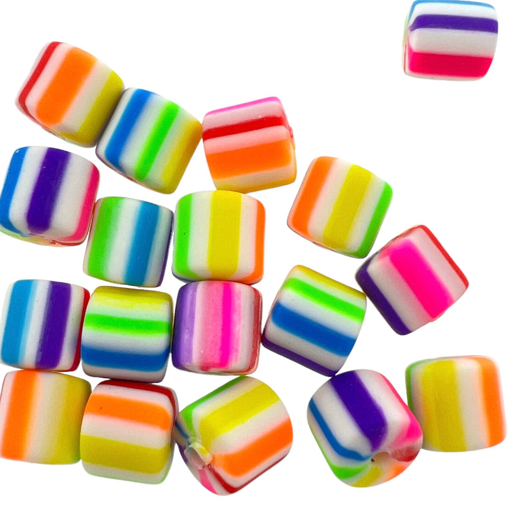 Polymeer candy kralen mix 6~7x3mm - ±15 stuks-Kralen-Kraaltjes van Renate