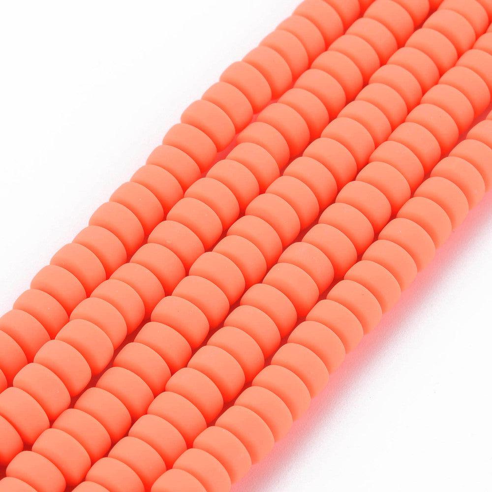 Polymeer candy kralen oranje 6~7x3mm - ±30 stuks-Kralen-Kraaltjes van Renate