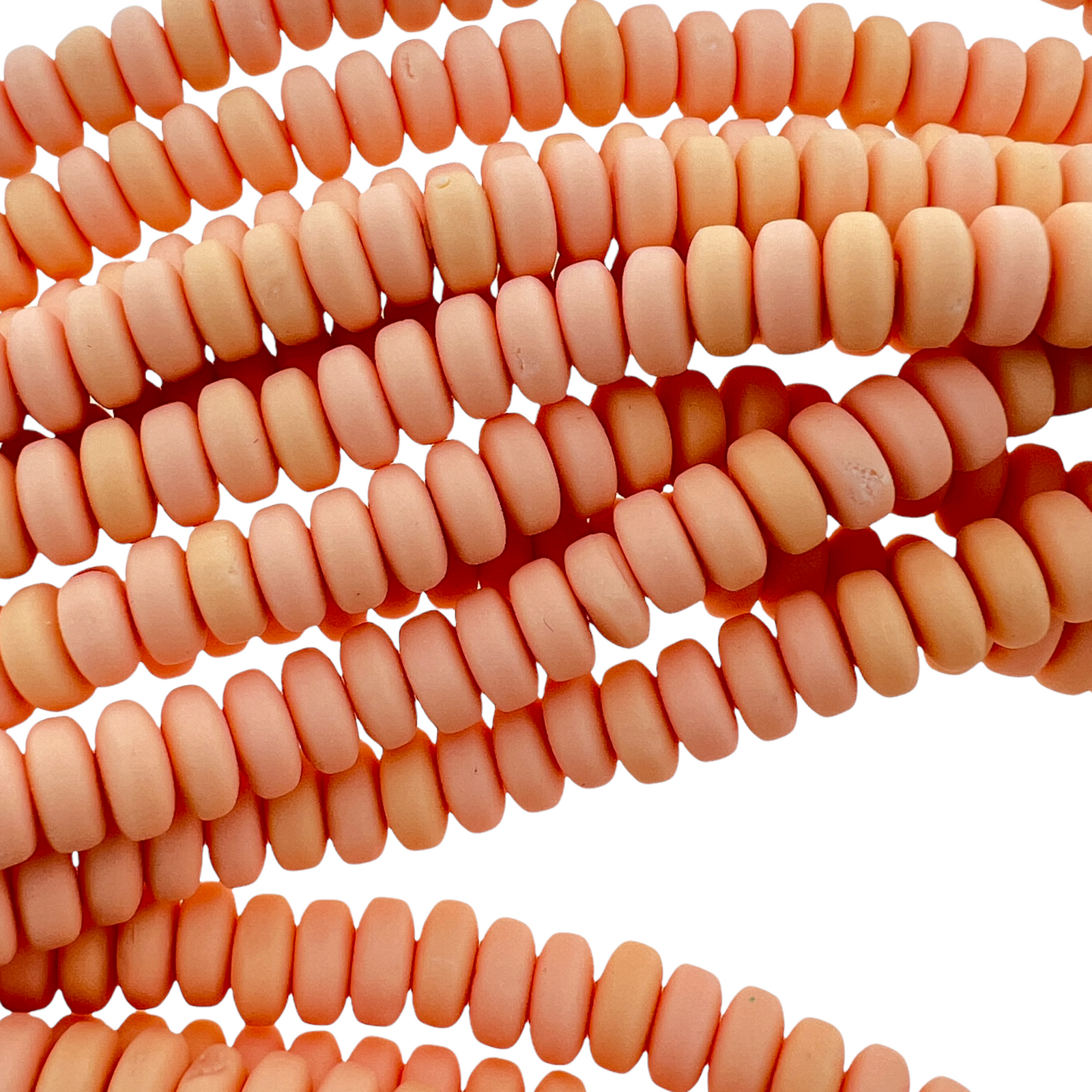 Polymeer candy kralen peach 6~7x3mm - ±30 stuks-Kralen-Kraaltjes van Renate
