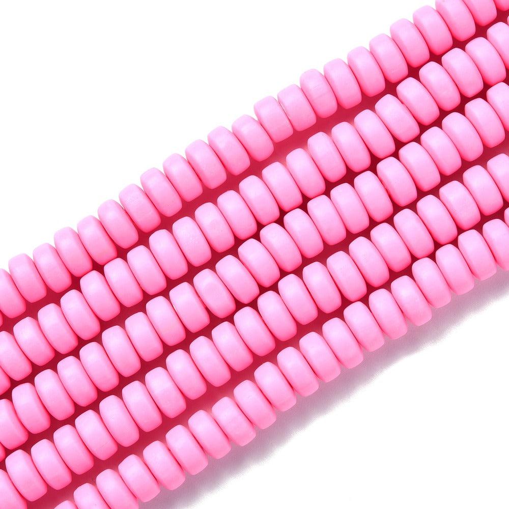 Polymeer candy kralen roze 6~7x3mm - ±30 stuks-Kralen-Kraaltjes van Renate