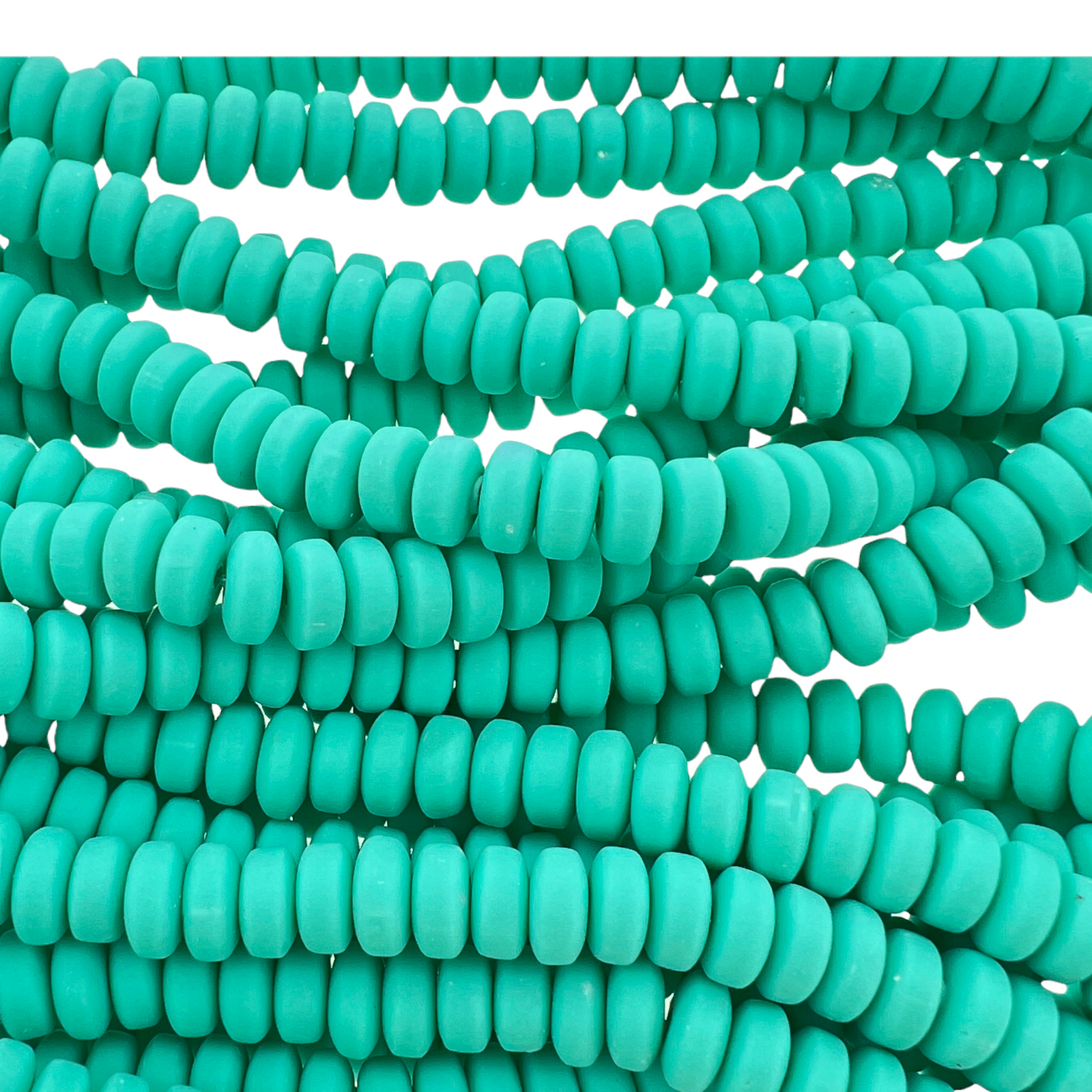 Polymeer candy kralen turquoise 6~7x3mm - ±30 stuks-Kralen-Kraaltjes van Renate