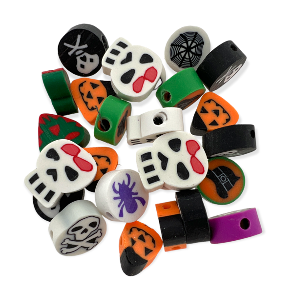 Polymeer kralen mix Halloween ±10mm - 25 stuks-Kralen-Kraaltjes van Renate